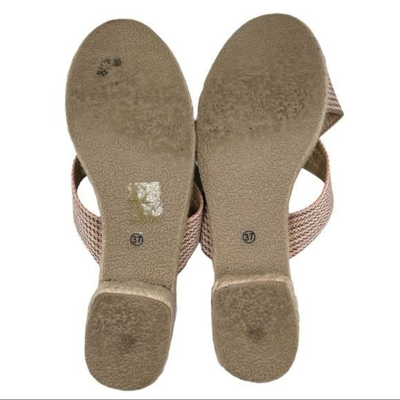 NorthStyle Espadrille Sandals Slip-on Block Heel Criss-Cross Pink Gold Size 37 - Picture 6 of 12